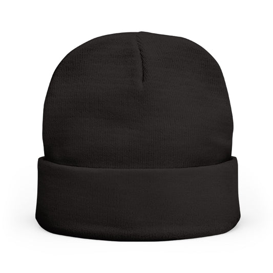 Embroidered "PseudoSilence - HUSH!" Knit Beanie — Black