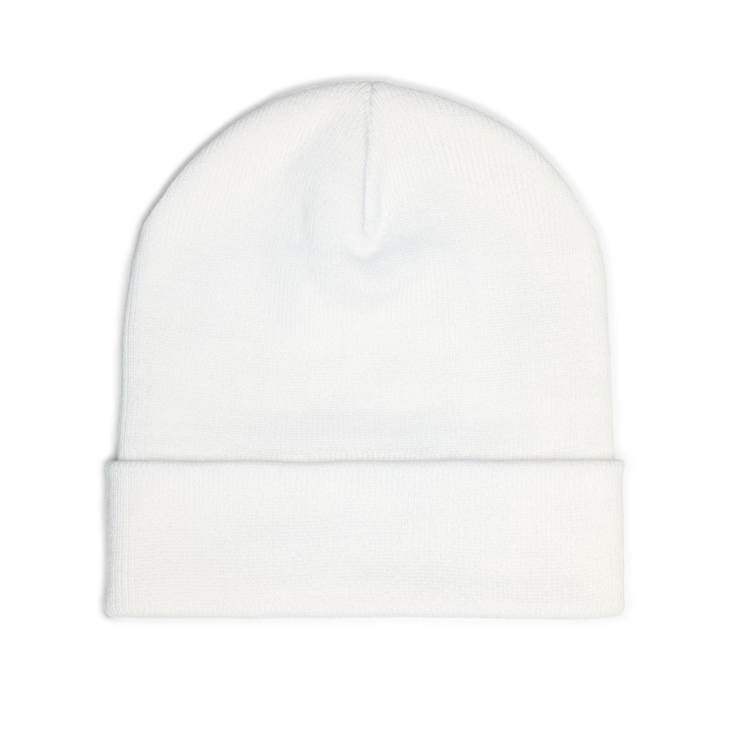 Embroidered “PseudoSilence - HUSH!” Knit Beanie — White