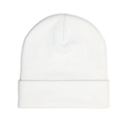 Embroidered “PseudoSilence - HUSH!” Knit Beanie — White