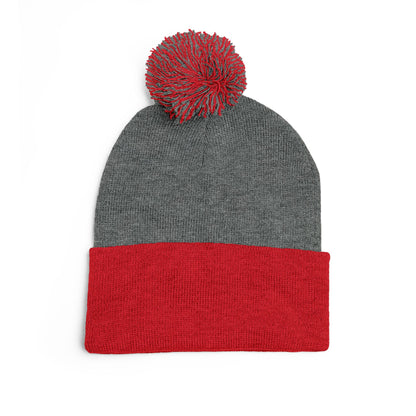 Embroidered Pom-Pom Knit Cap — 'PseudoSilence' Floral Beanie
