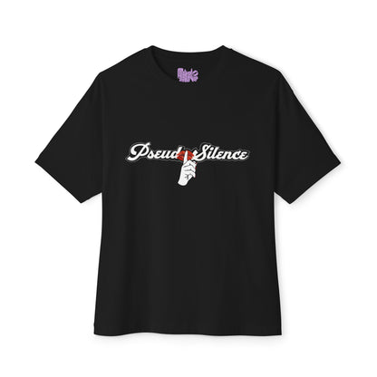 PseudoSilence Graphic Tee — HUSH! Hand Logo Oversized Boxy T‑Shirt