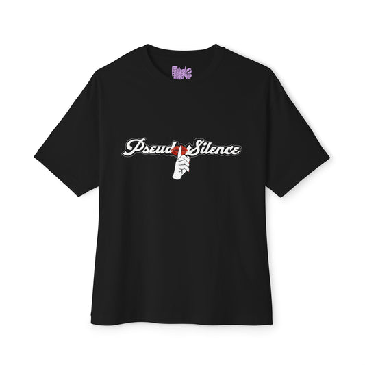 PseudoSilence Graphic Tee — HUSH! Hand Logo Oversized Boxy T‑Shirt
