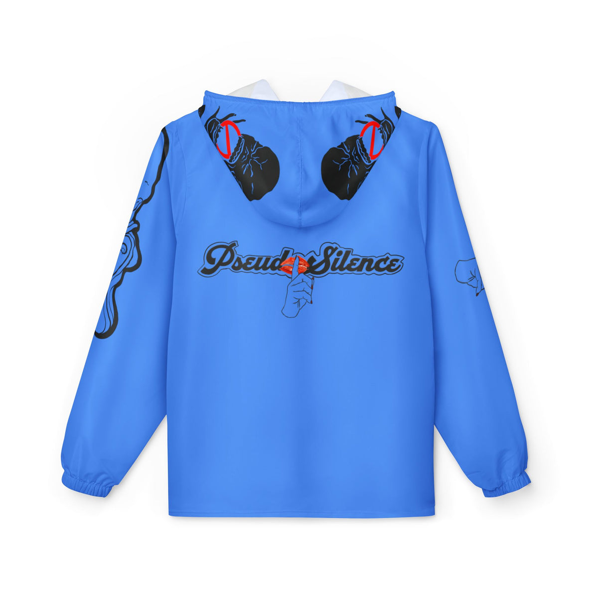 Blue 'PseudoSilence' Graphic Windbreaker Jacket — Lightweight Hooded Streetwear