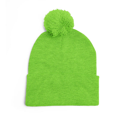 Embroidered Pom-Pom Knit Cap — 'PseudoSilence' Floral Beanie