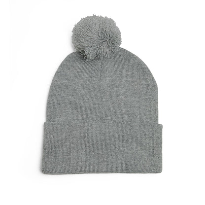 Embroidered Pom-Pom Knit Cap — 'PseudoSilence' Floral Beanie