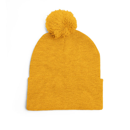 Embroidered Pom-Pom Knit Cap — 'PseudoSilence' Floral Beanie