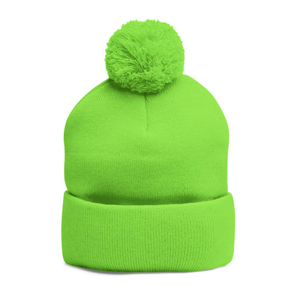 Embroidered Pom-Pom Knit Cap — 'PseudoSilence' Floral Beanie