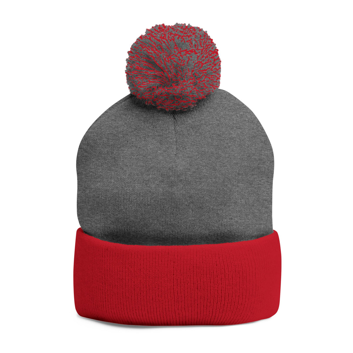 Embroidered Pom-Pom Knit Cap — 'PseudoSilence' Floral Beanie